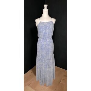 Altar'd State Women's Sleeveless Tiered Blue & White Floral Maxi Dress